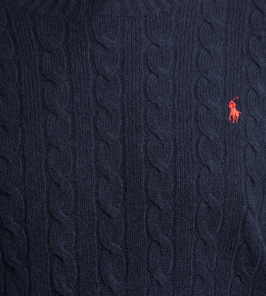 Tops Polo Ralph Lauren | Cable-Knit Crew Neck Sweater Navy