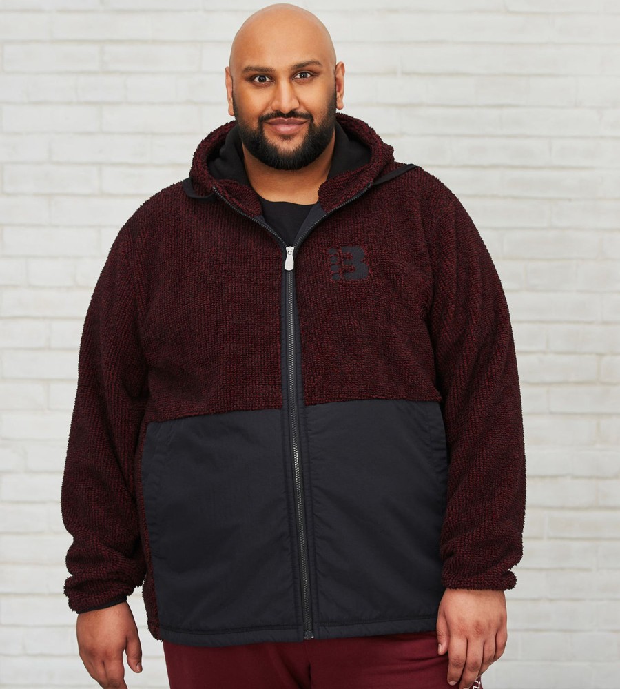 Tops Bench | Full-Zip Sherpa Hoodie Burgundy