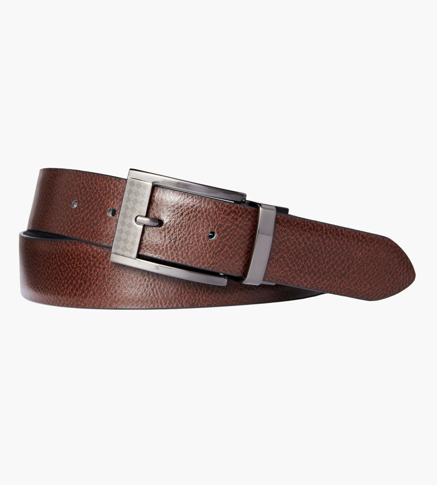 Accessories Britches | Pebble Grain Reversible Leather Belt Black