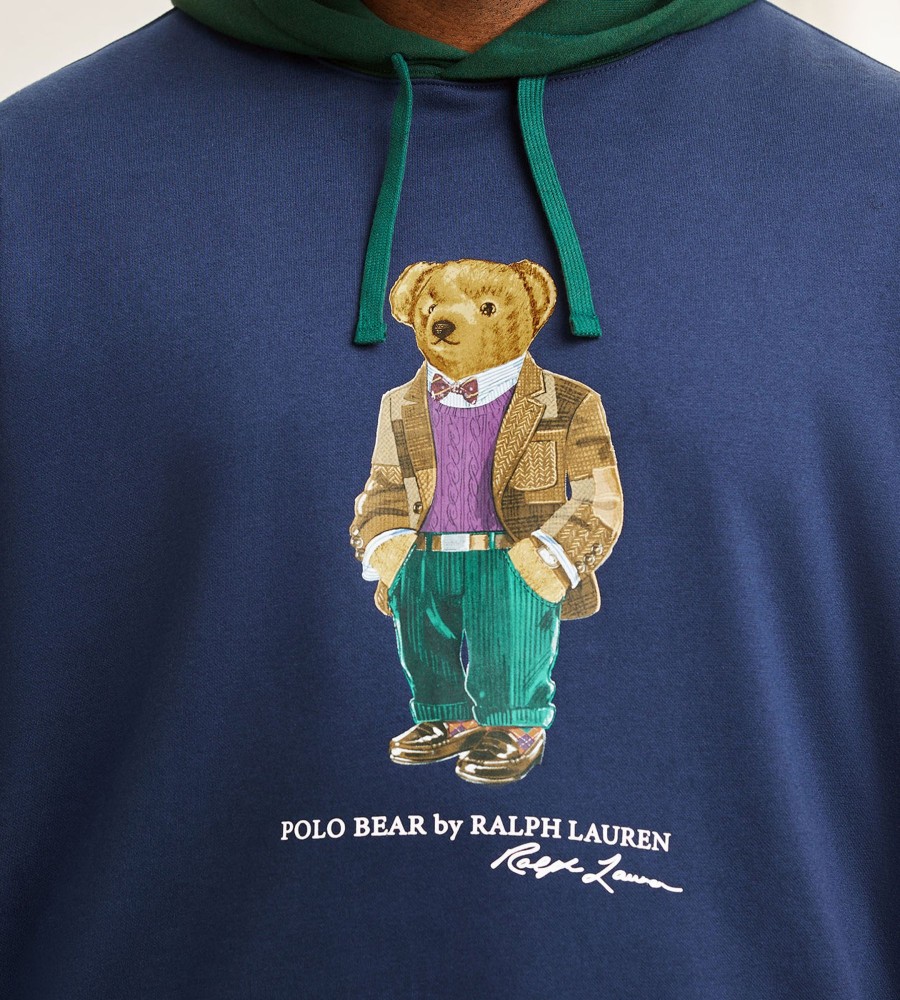 Tops Polo Ralph Lauren | Graphic Fleece Bear Hoodie Navy