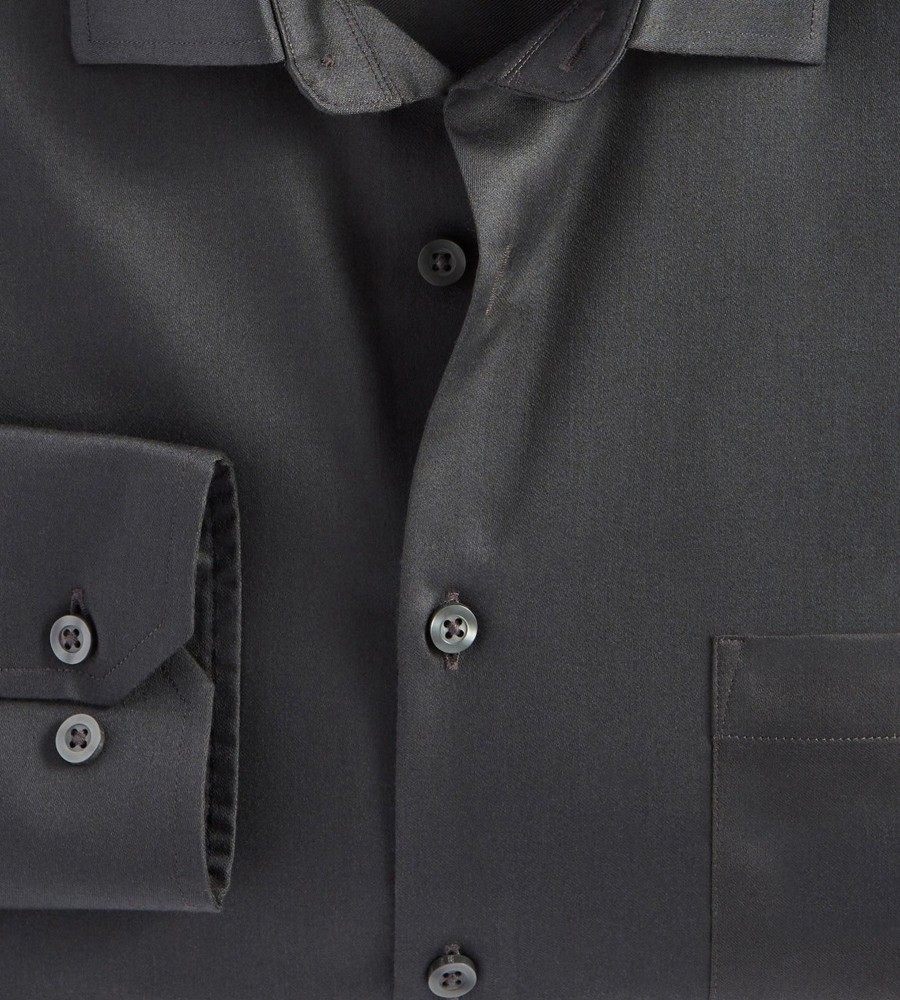 Tops Signature Carrington | Classic Fit Non-Iron Sateen Dress Shirt Charcoal