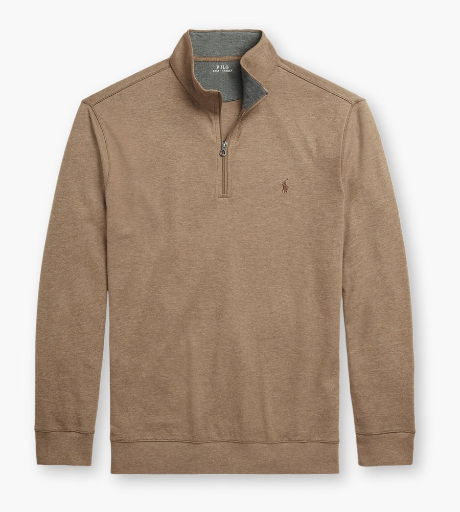 Tops Polo Ralph Lauren | Luxury Jersey Quarter-Zip Pullover Tan