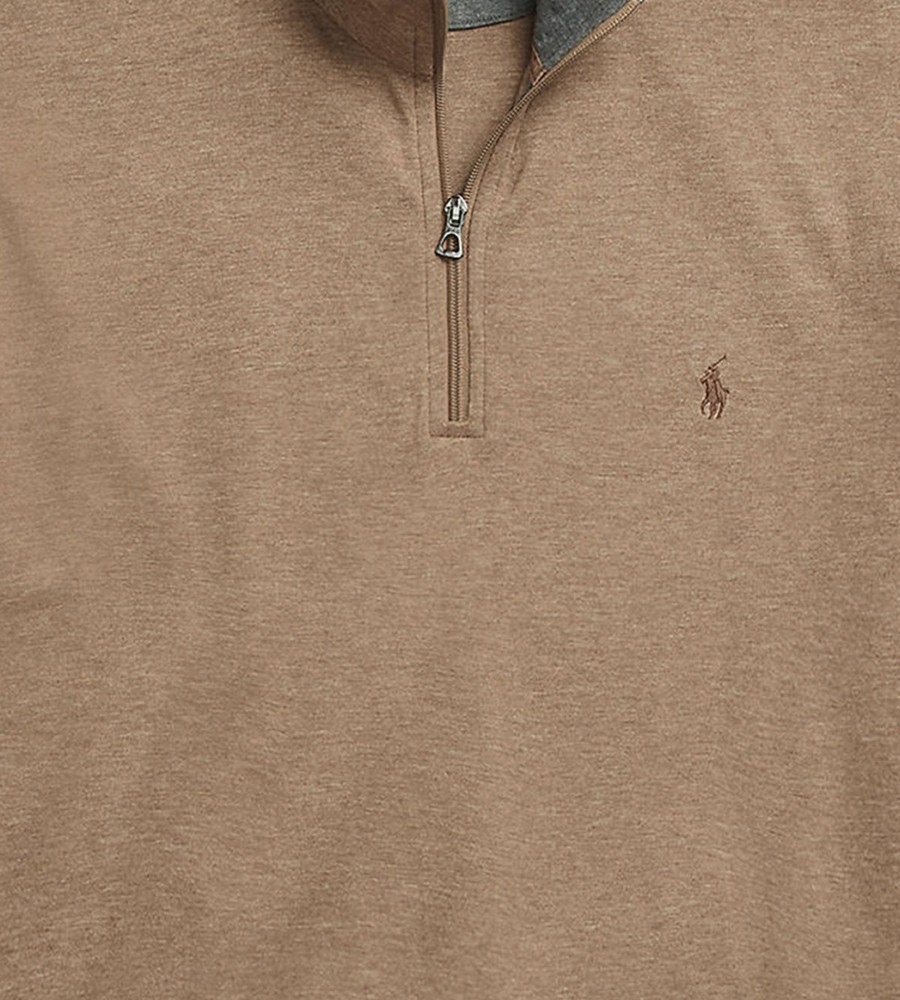 Tops Polo Ralph Lauren | Luxury Jersey Quarter-Zip Pullover Tan