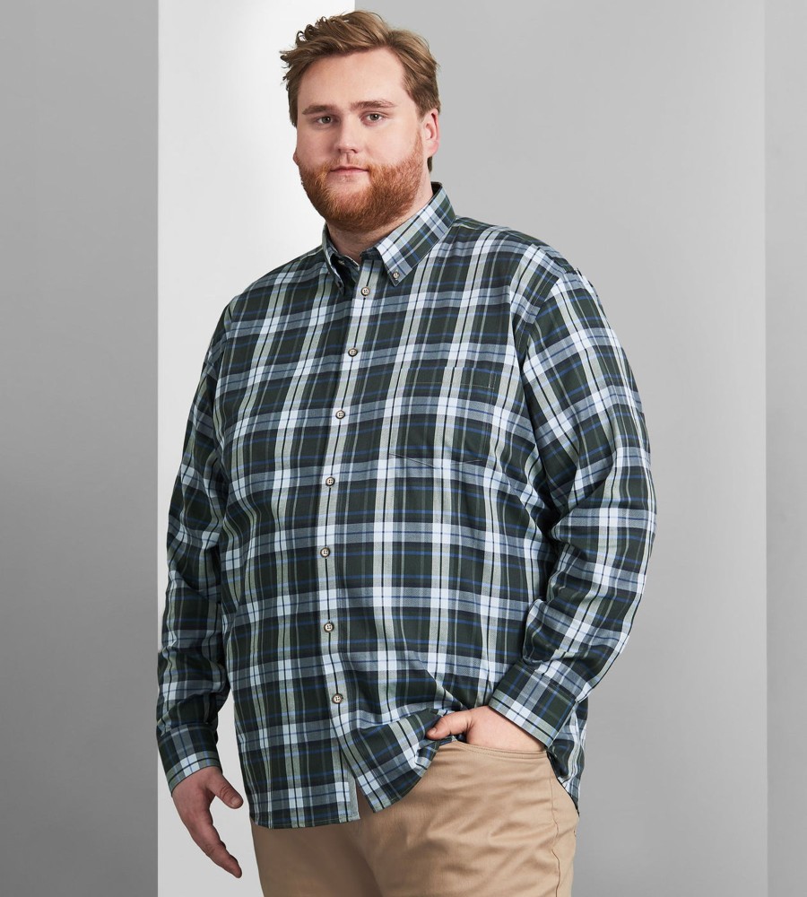 Tops Britches | Easy Care Plaid Long Sleeve Sport Shirt Green