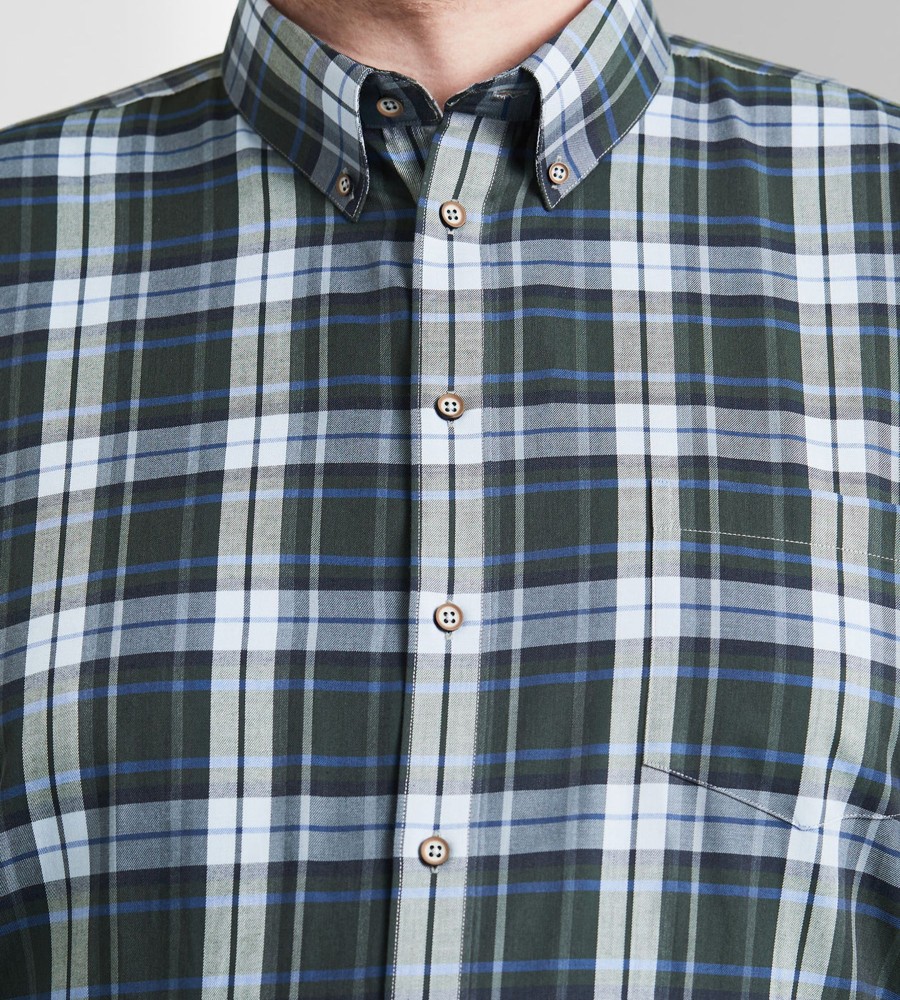 Tops Britches | Easy Care Plaid Long Sleeve Sport Shirt Green