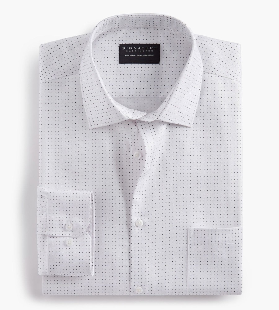 Tops Signature Carrington | Classic Fit Non-Iron Dot Print Sateen Dress Shirt