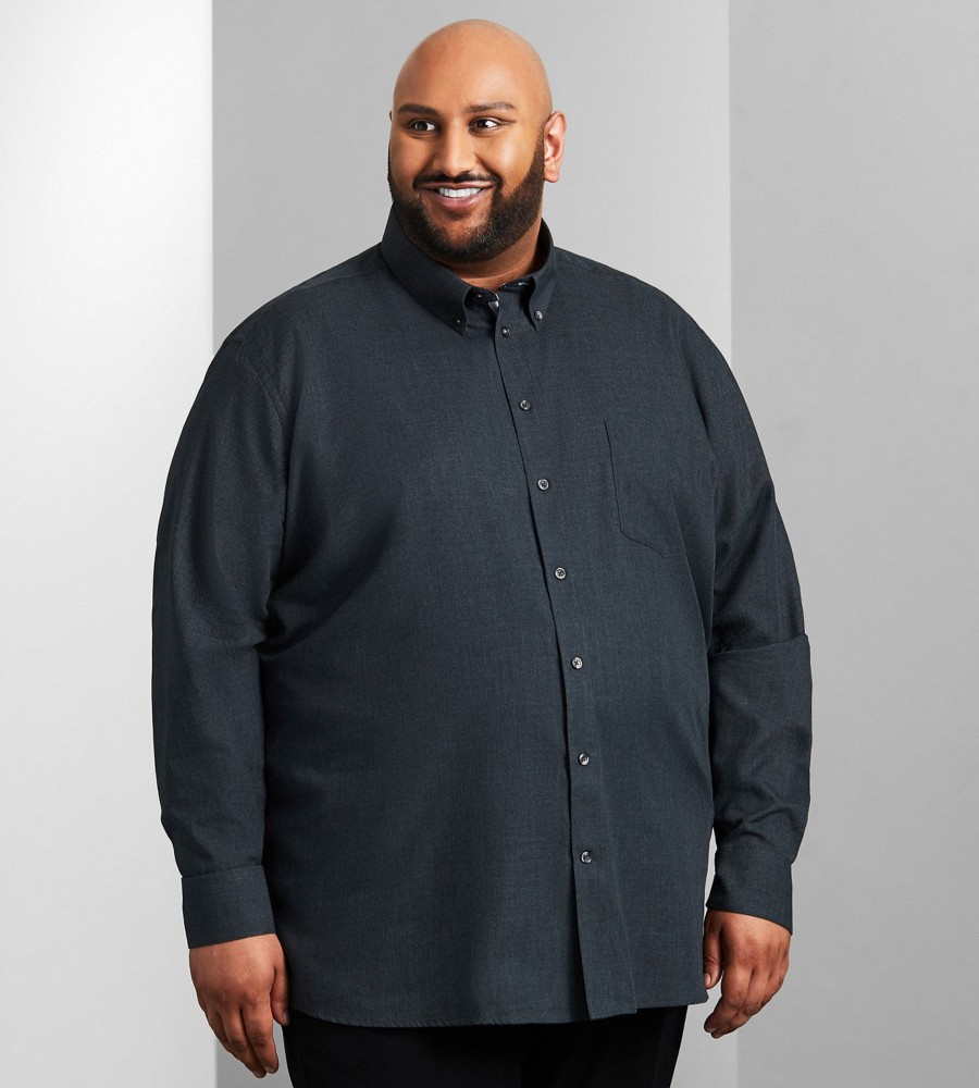 Tops Britches | Easy Care Tonal Long Sleeve Sport Shirt Charcoal