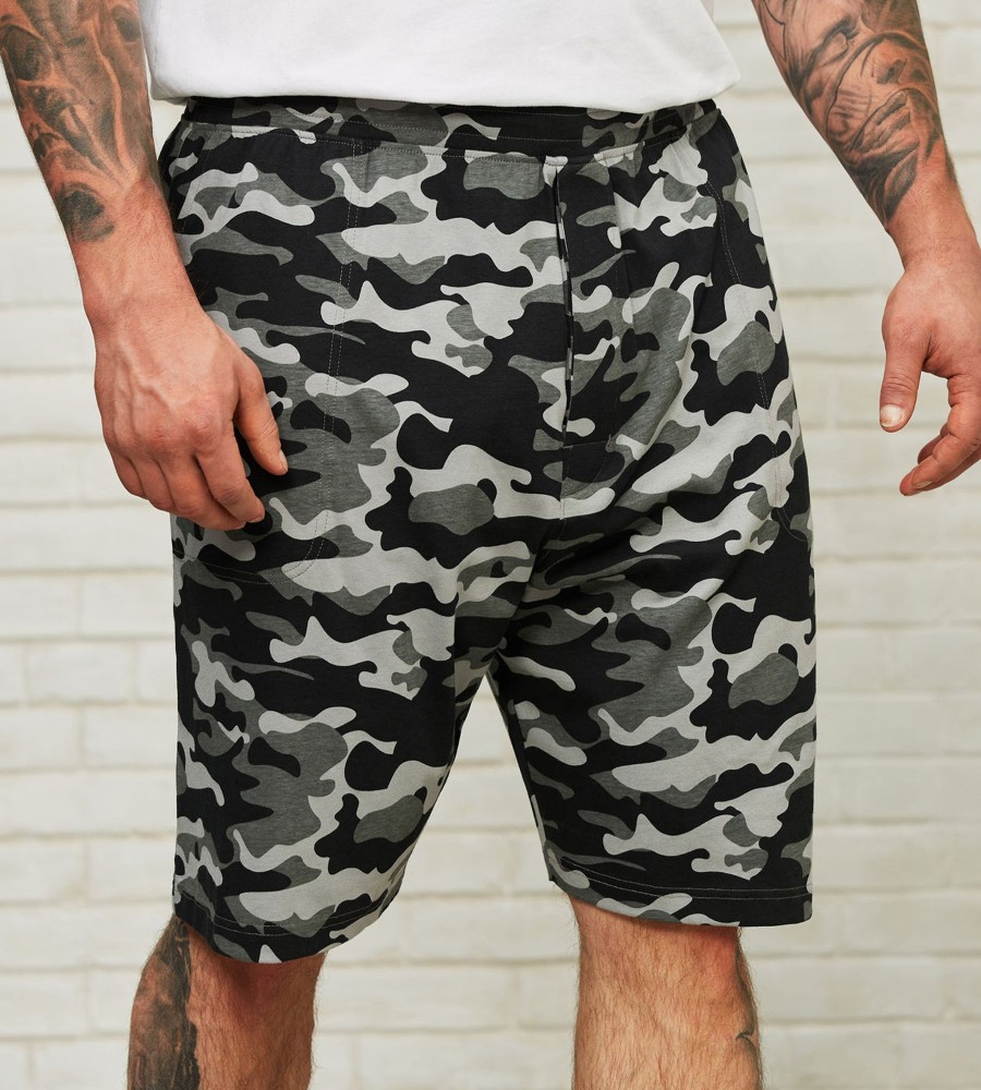 Bottoms Britches | Camo Print Lounge Shorts Grey