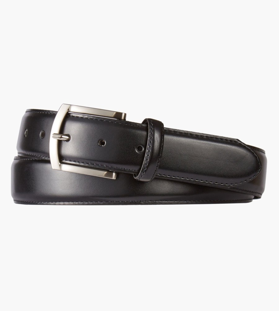 Accessories Britches | Edge Stitch Leather Belt Black