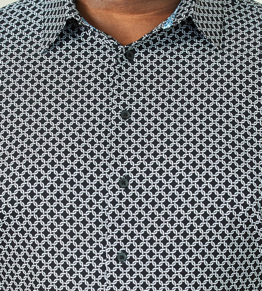 Tops Projek Raw | 360° Stretch Geo Print Short Sleeve Sport Shirt Black