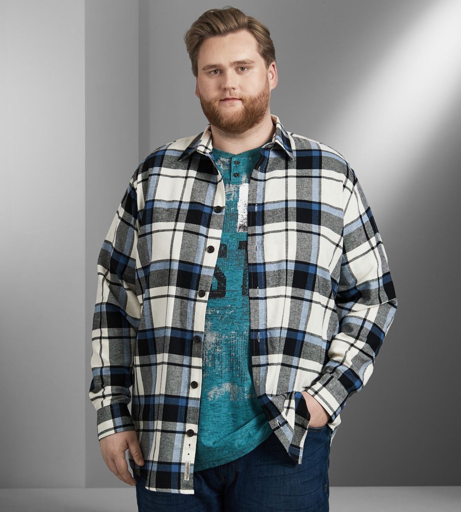 Tops Projek Raw | Plaid Flannel Long Sleeve Sport Shirt Grey