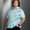 Tops NXT Nortek | Diagonal Striped Print Polo Blue