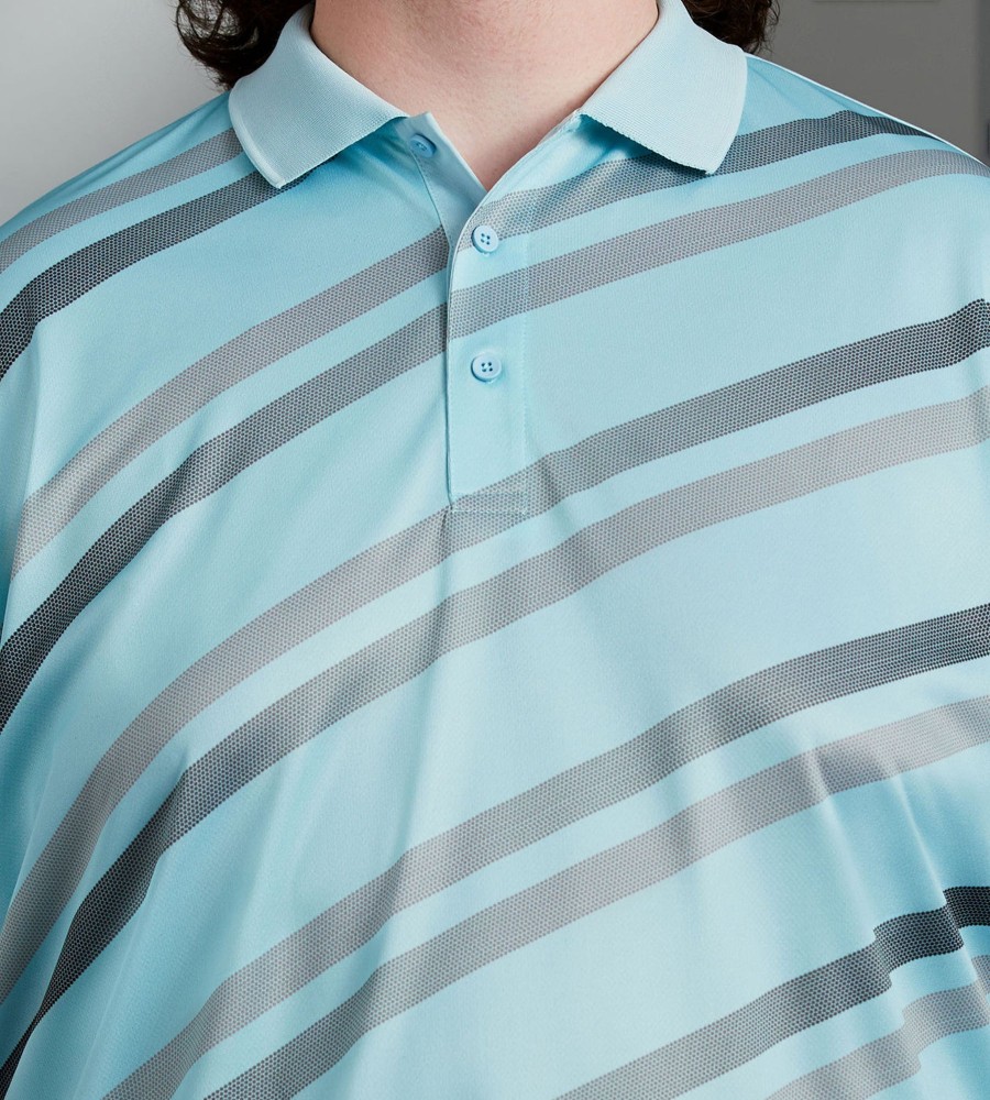 Tops NXT Nortek | Diagonal Striped Print Polo Blue