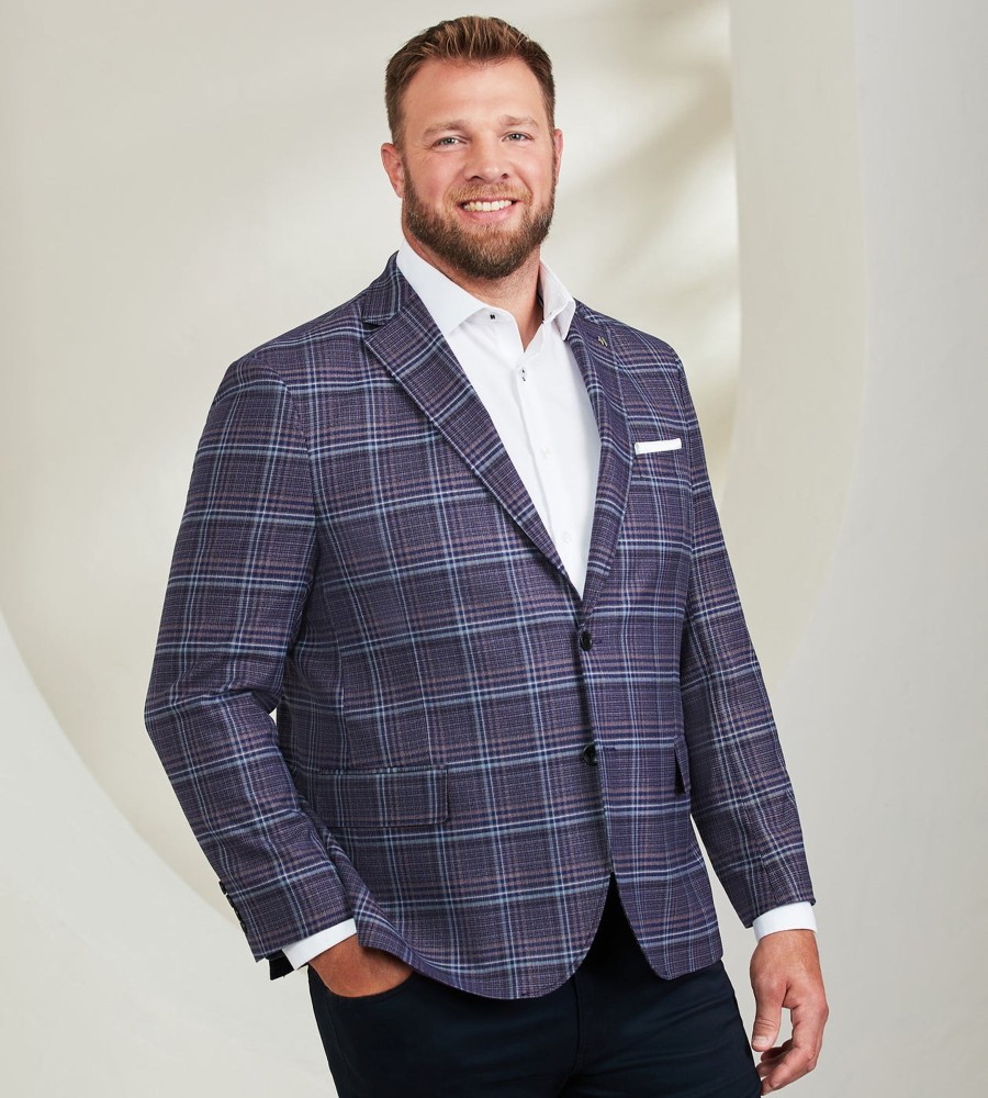 Dresswear Hechter Paris | Modern Fit Plaid Woven Sport Jacket Purple