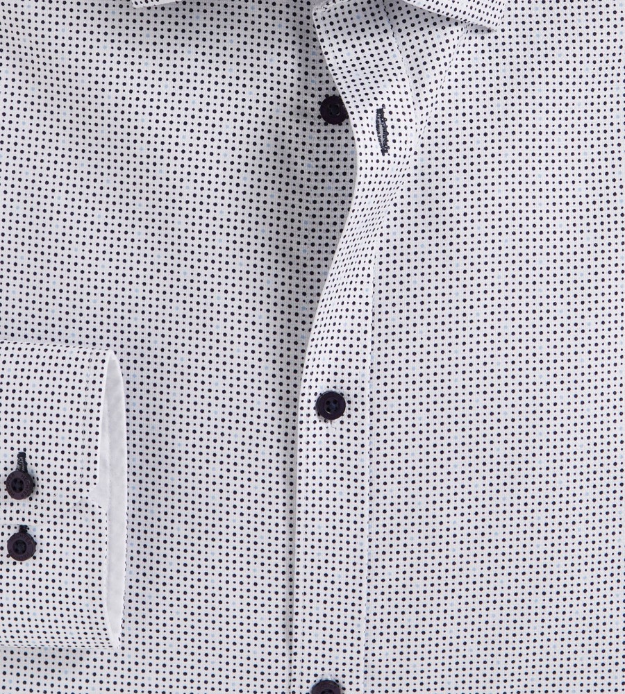 Tops Hechter Paris | Modern Fit Non-Iron Dot Dress Shirt White