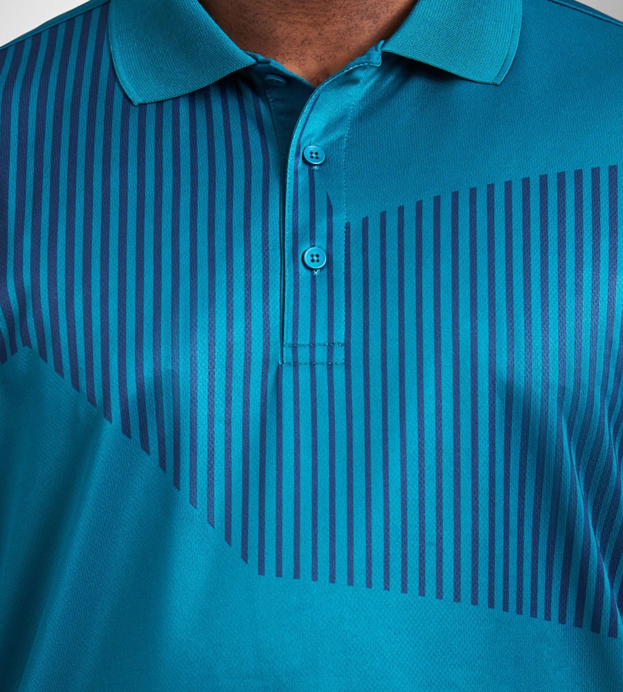 Tops NXT Nortek | Vertical Striped Polo Teal