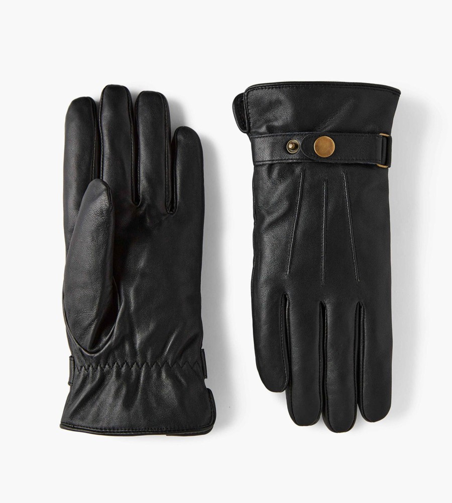 Outerwear Britches | Goatskin Leather Gloves With Strap Black