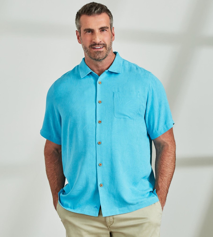 Tops Tommy Bahama | Tropic Isles Tonal Jacquard Short Sleeve Sport Shirt