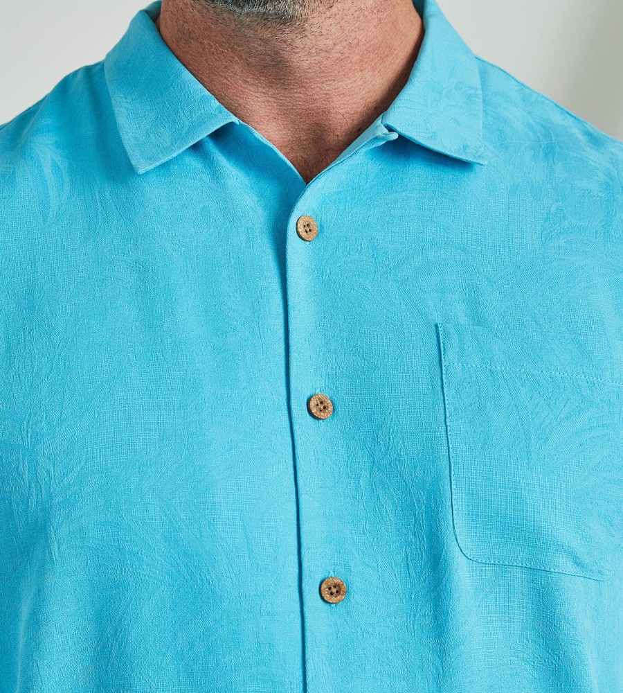 Tops Tommy Bahama | Tropic Isles Tonal Jacquard Short Sleeve Sport Shirt