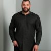 Tops Jermyn u0026 Bond | Non-Iron Jacquard Paisley Long Sleeve Sport Shirt Black