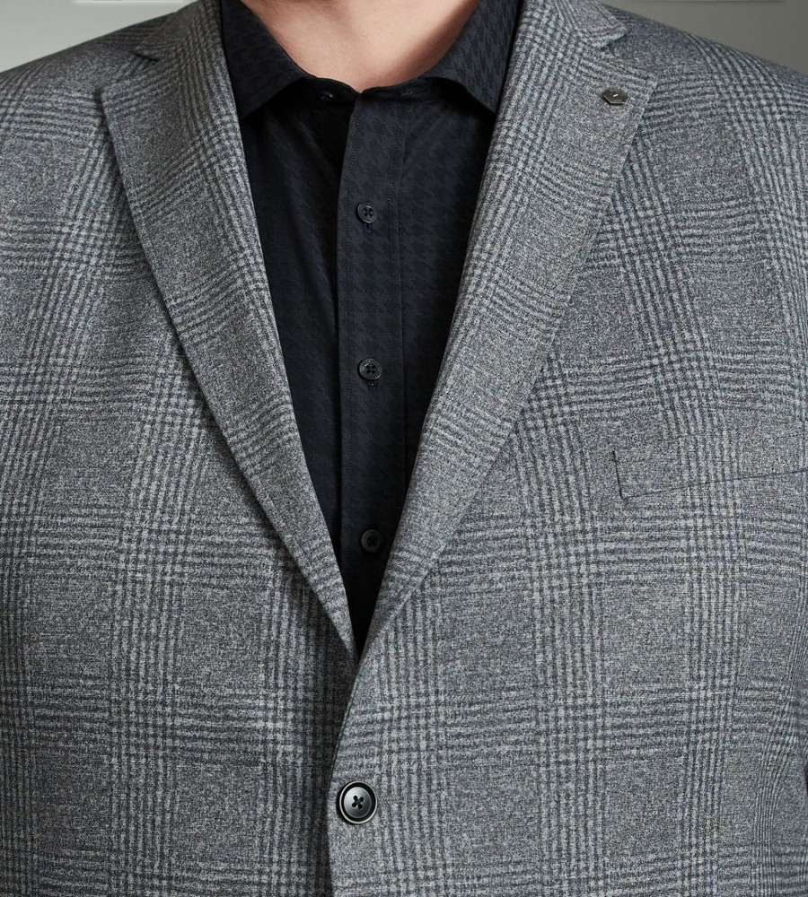 Dresswear Hechter Paris | Modern Fit Check Knit Sport Jacket Grey