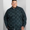 Tops Jermyn u0026 Bond | Flocking Print Long Sleeve Sport Shirt Teal