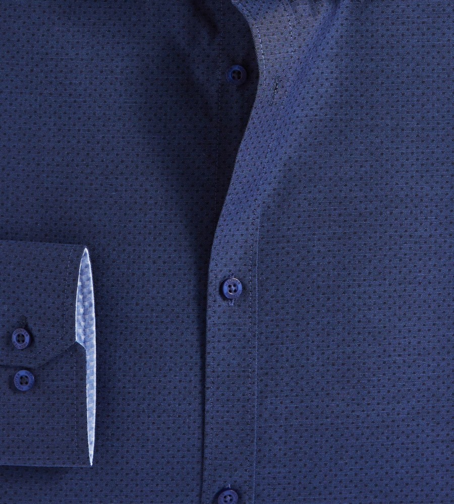 Tops Hechter Paris | Modern Fit Non-Iron Dot Dress Shirt Navy