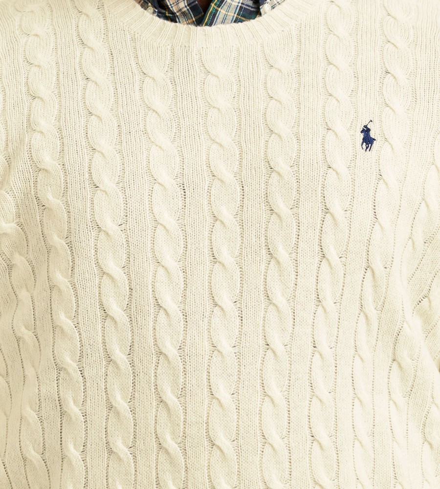 Tops Polo Ralph Lauren | Cable-Knit Crew Neck Sweater Cream