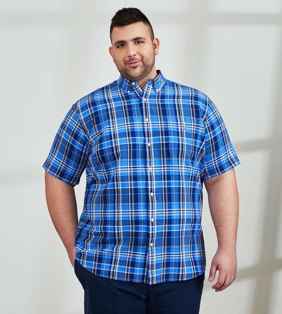 Tops Polo Ralph Lauren | Plaid Oxford Short Sleeve Sport Shirt Blue