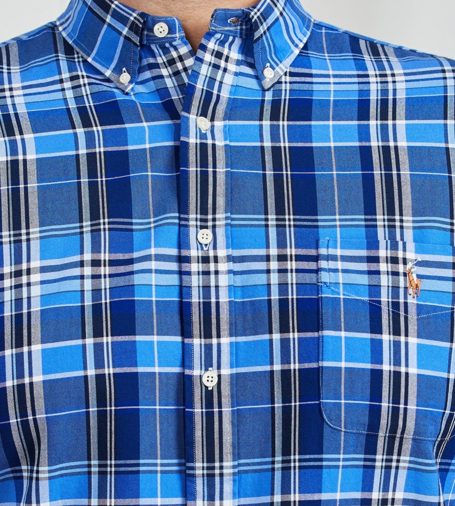 Tops Polo Ralph Lauren | Plaid Oxford Short Sleeve Sport Shirt Blue