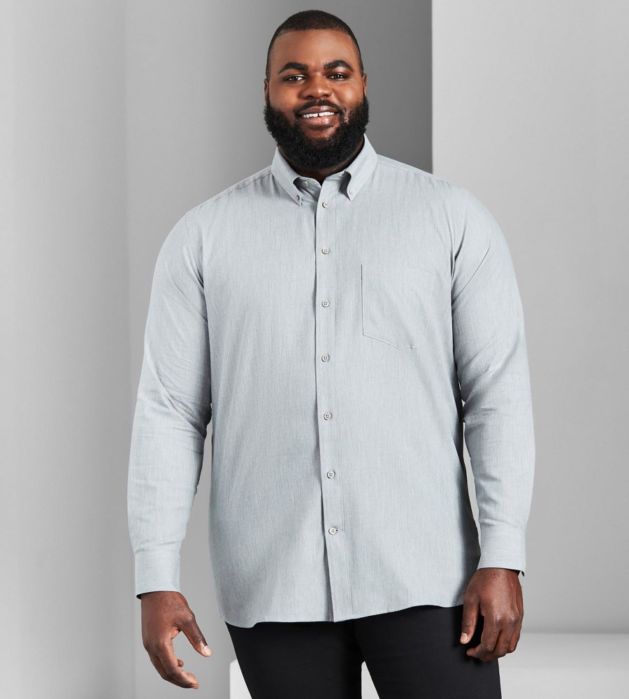 Tops Britches | Easy Care Tonal Long Sleeve Sport Shirt Grey