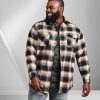 Tops Projek Raw | Plaid Flannel Long Sleeve Sport Shirt Beige