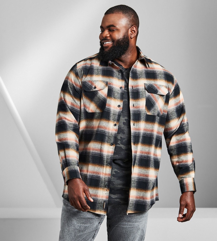 Tops Projek Raw | Plaid Flannel Long Sleeve Sport Shirt Beige