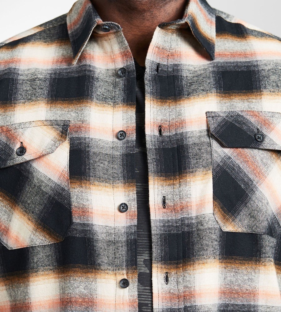 Tops Projek Raw | Plaid Flannel Long Sleeve Sport Shirt Beige