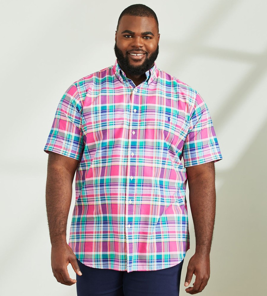 Tops Polo Ralph Lauren | Plaid Oxford Short Sleeve Sport Shirt Pink