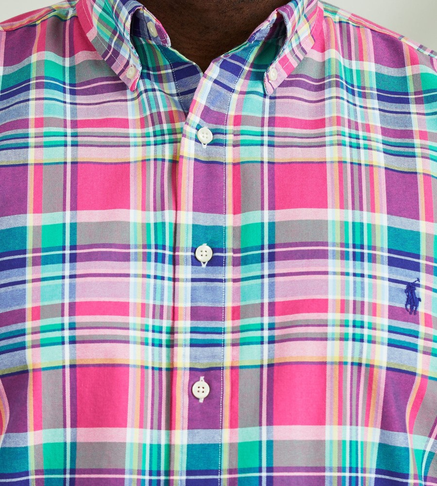 Tops Polo Ralph Lauren | Plaid Oxford Short Sleeve Sport Shirt Pink