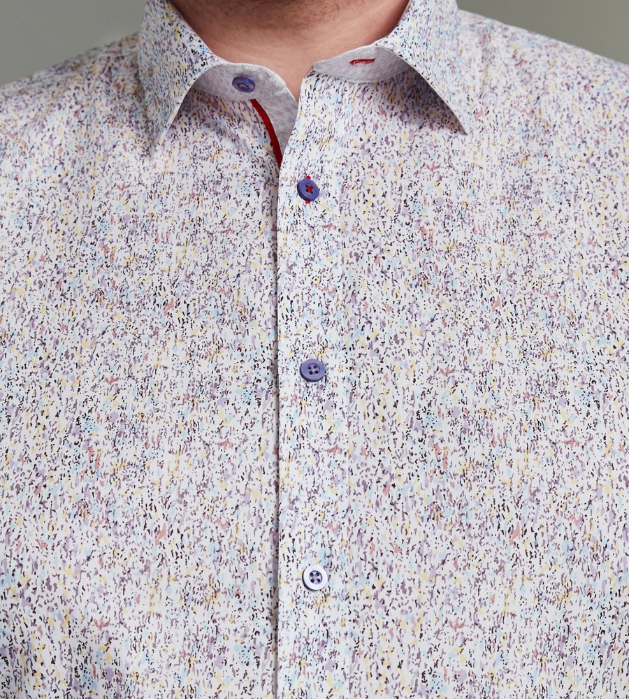 Tops Jermyn u0026 Bond | Non-Iron Print Long Sleeve Sport Shirt Multi