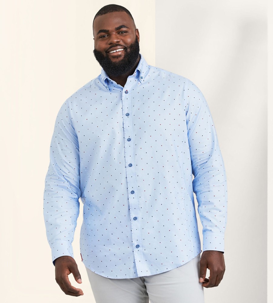 Tops Jermyn u0026 Bond | Double-Collar Long Sleeve Sport Shirt Blue