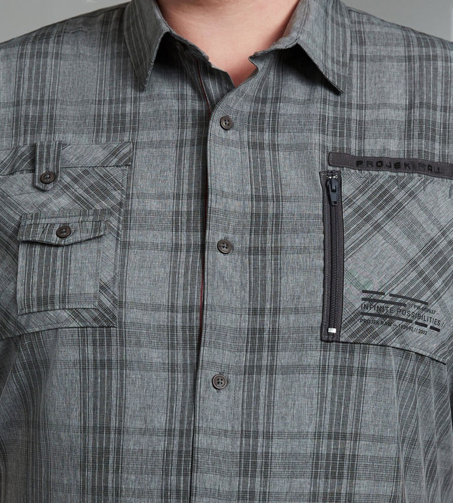 Tops Projek Raw | 4-Way Stretch Plaid Short Sleeve Sport Shirt